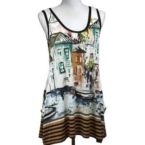 Karen Kane tunic/tank, artistic print, coastal, watercolor, casual, travel